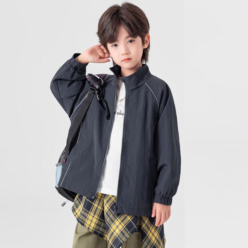 Duoduoja Boys' Stand Collar Reflective Strip Casual Jacket