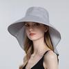 Women Snap Fastener Big Brim Hat Protection Visors Bucket Hat Sunscreen Fisherman Hats Outdoors Fishing Cap Ponytail Sun Hat