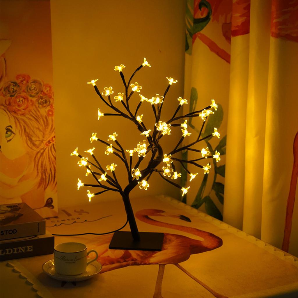 Simulační třešňová lampa Iron Art USB vypínač Noční světlo Vánoční sváteční pokoj Dekorační stůl