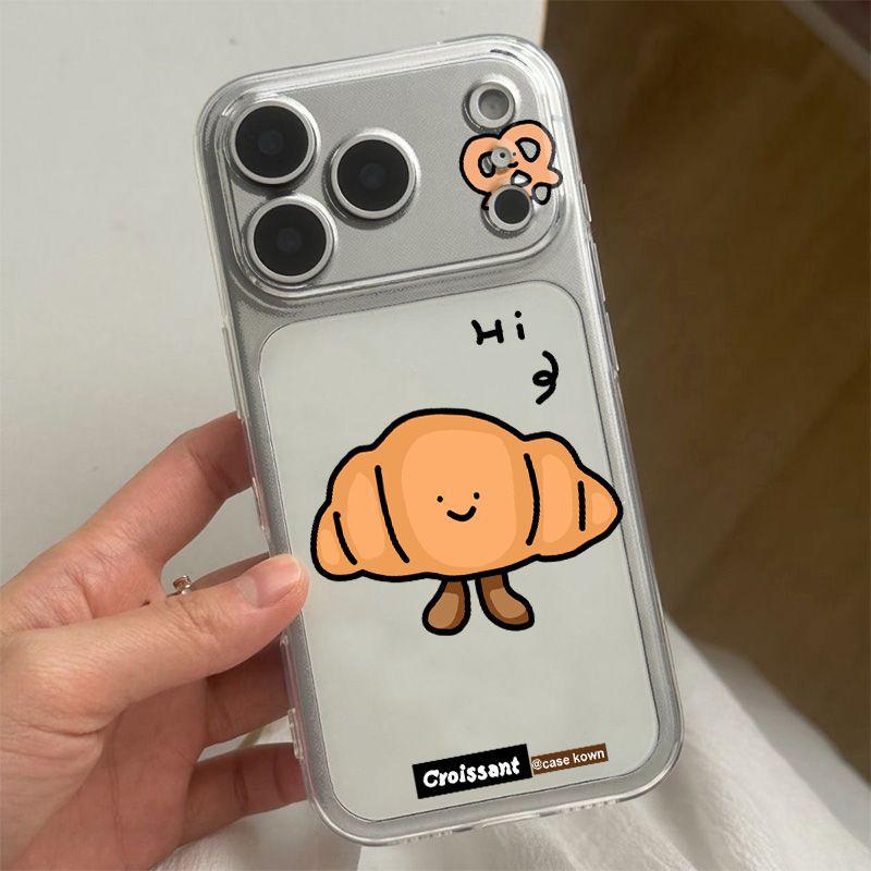 Cartoon Cow Horn Space Shell - Transparent Drop-Proof Case Compatible with Apple 17 Pro Max & 16, Fits 14/13 Pro