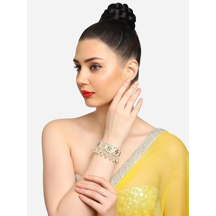 Multi Colour Enamel Kundan & Beads Ethnic Bracelet For Women