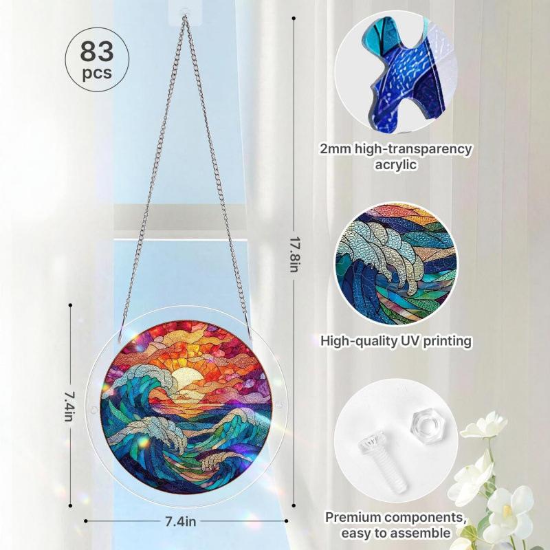Acryl-Sonnenfänger Fenster-&Garten-Hänge-Sonnenfänger Regenbogen Innenfenster-Dekoration für Wohnzimmer Schlafzimmer Bunte Acryl-Puzzles Sonnenfänger