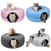 Universal Felt Donut Tunnel Cat Bed - Semi-Enclosed & Detachable for All Seasons