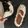 Fashion Elegant Lace Mesh Design Brand Ballet Flats Women Sweet Bow Round Toe Mary Jane Shoes Fashion Comfortable Summer Casual Shoes