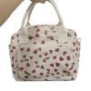 Corduroy Strawberry Print Insulated Lunch Bag for Office and Picnic