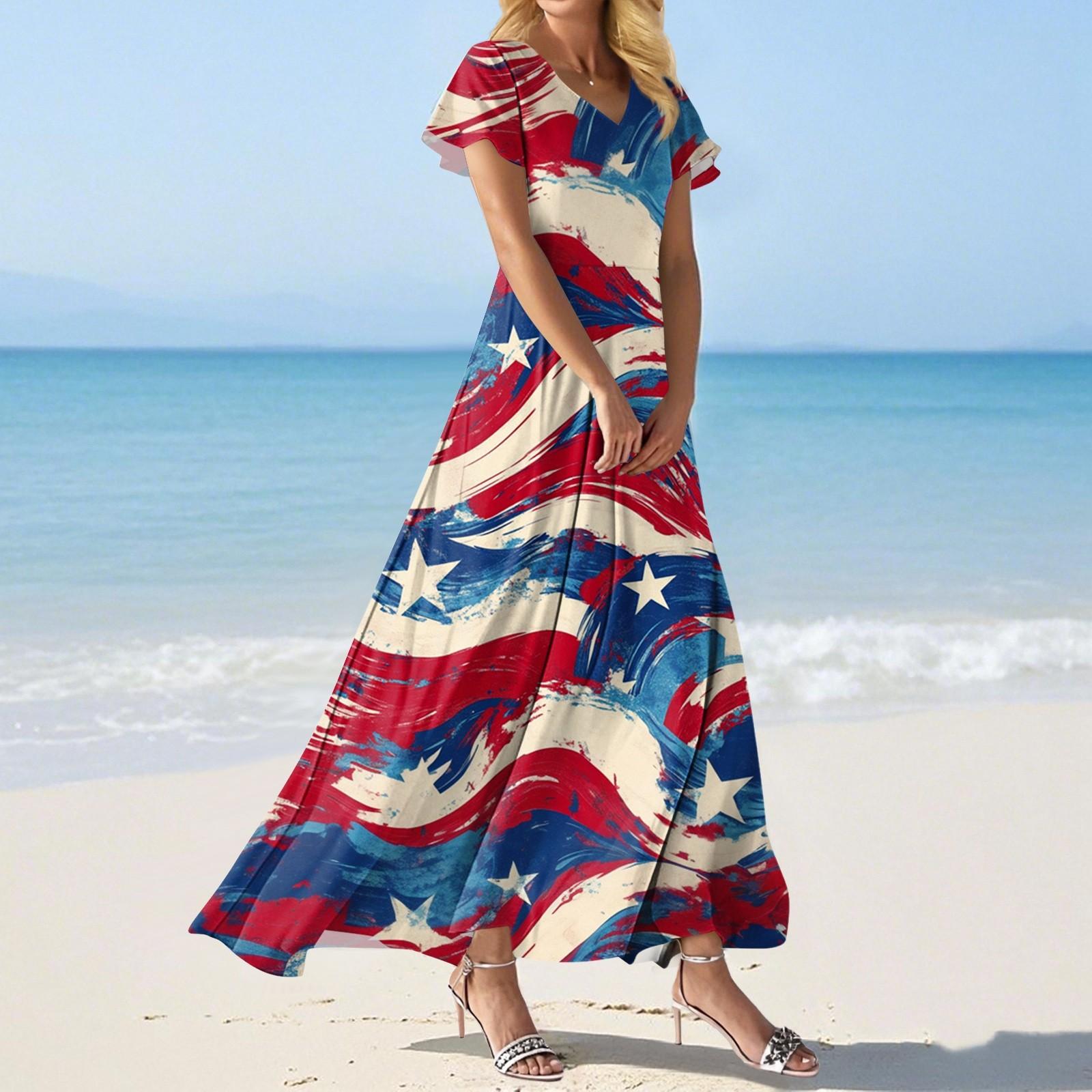 

Модное Женское свободное повседневное платье с V-образным вырезом, короткими рукавами и высокой талией M