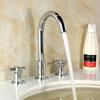 Bathroom Sink Faucet Dual Handle Gold Chrome hot & cold water Deck mounted Sink Faucets gold 3 hole 8 inch Basin tap