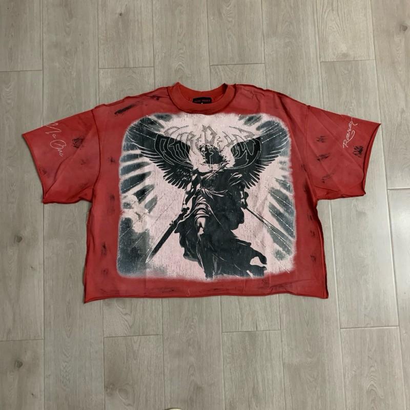 Unisex Oversized Vintage American Hip Hop Print T-Shirt Loose Fit Cotton Tee Casual Wear