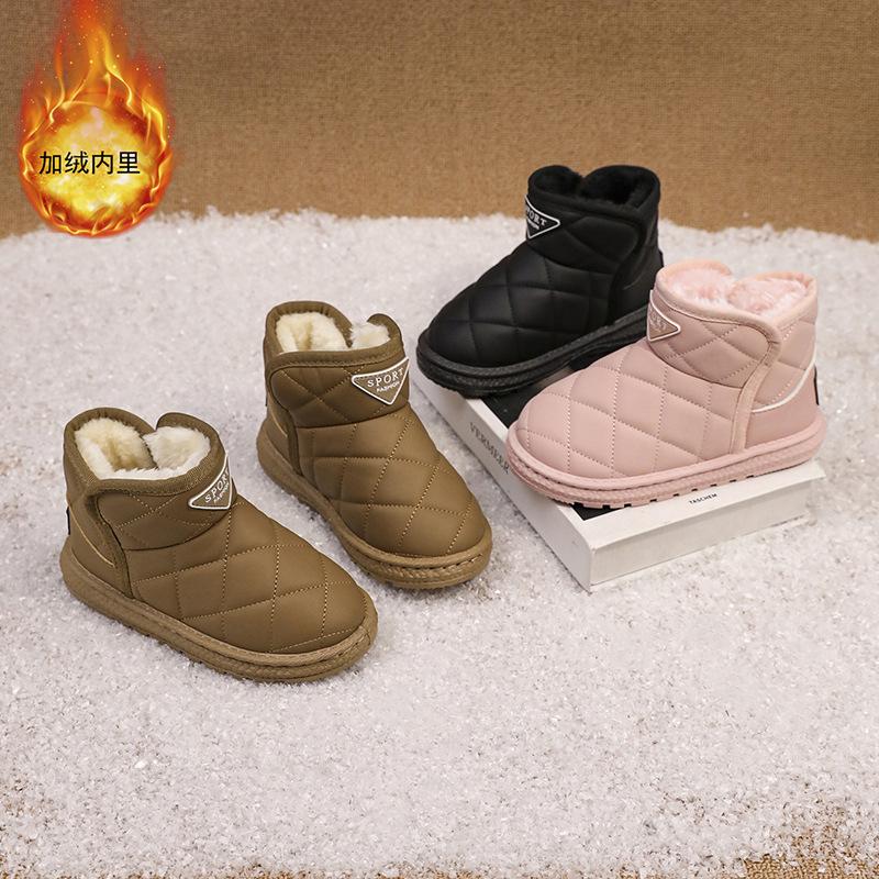 Children's snow boots Girls' cotton boots Fleece thickened warm short wool boots Lightweight medium and small children's Korean version snow cotton