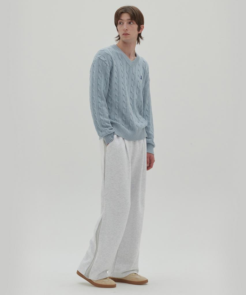 Sekeonmonollogeu Keyhole Side Contrast Wide Sweatpants Light Gray_Sept022Lgray