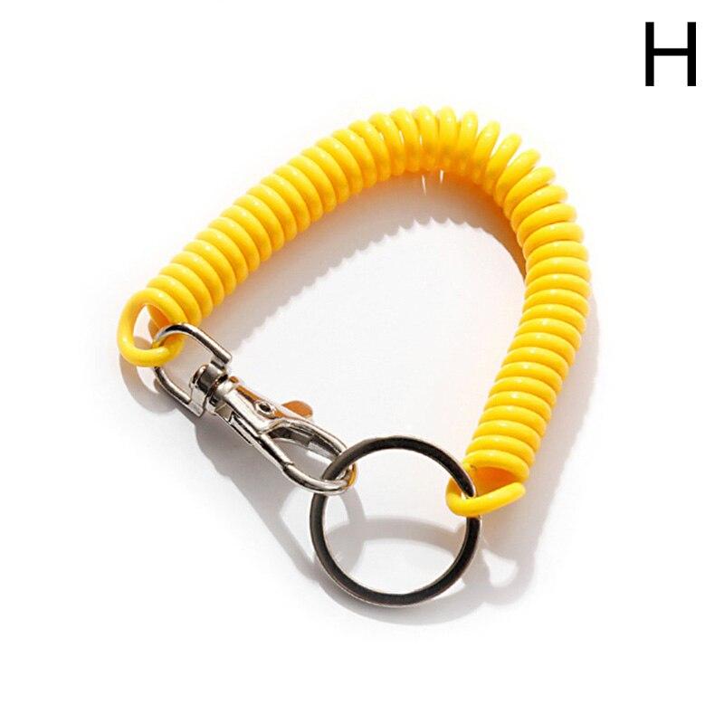 Elastischer Federseil-Schlüsselanhänger, Schlüsselanhänger, silberfarbener Metallkarabiner für Outdoor-Camping, Anti-verlorenes Telefon, Frühlings-Schlüsselanhänger