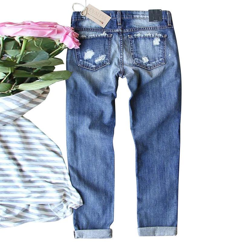 Hot Selling Women's Mid-Rise Ripped Jeans Maple Leaf Red Check Print Applique Straight Leg Pants