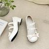 Fashion French sweet and thick-heeled Mary Jane shoes for women's 2025 autumn new style, versatile shallow opening bow single shoes