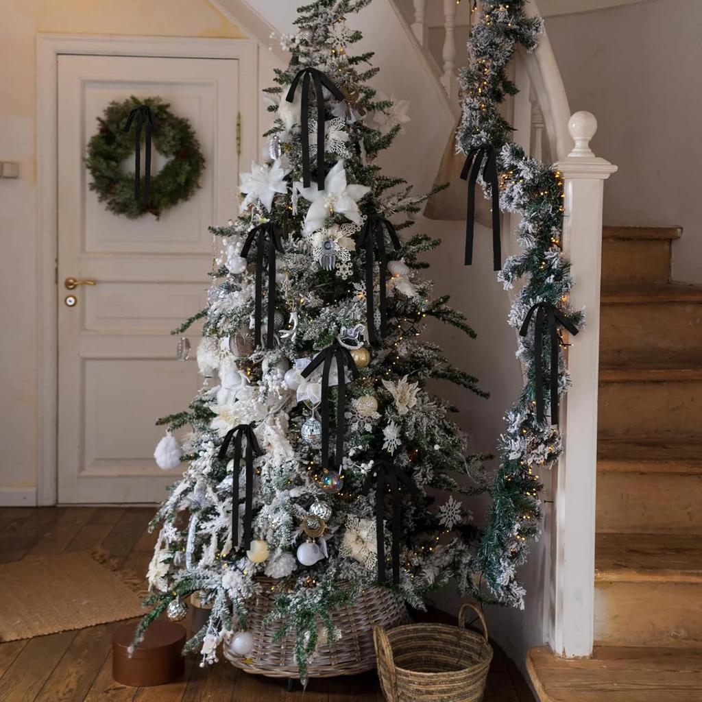 Velvet Bows Christmas Tree Ornaments Vintage Double Faced Velvet Ribbon Bows For Tree Garland Wreath Indoor Outdoor Xmas