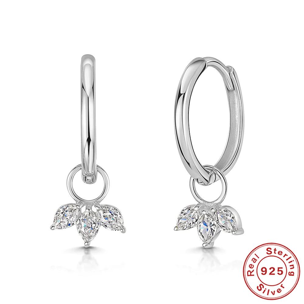 Stylish And Simple Ins Style S925 Sterling Silver Horse Eye Diamond Set Light Luxury High-End Earrings Earrings Earrings