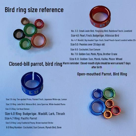 Inele de picior din aliaj placat electric pentru identificarea papagalilor Myna, Finch, Peruş, Cocchetă - Design aleatoriu cu caracter