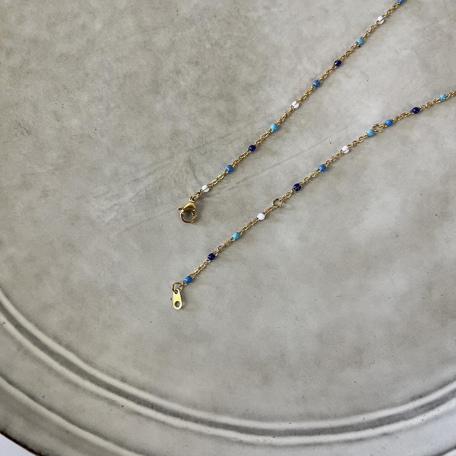 Minimalist Blue and White Beaded Necklace - Versatile, Fresh, and Sweet Layering Jewelry