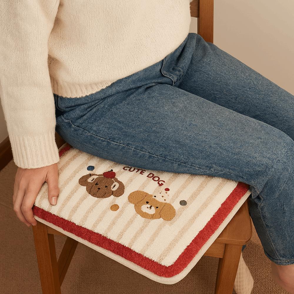 Imitation Cashmere Chair Cushion Cartoon Sofa Cushion Winter Dining Chair Pad All-Season