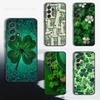 Four Leaf Clover Lucky Art Phone For Samsung S25,S10,S20,S10,S21,S9,S24,S23,Ultra,FE,Plus,Lite,Soft Silicone Black Cover