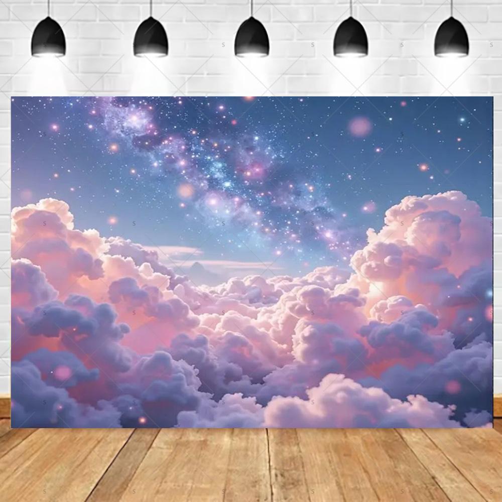 Dreamy Blue Sky And White Clouds Photography Backdrop Supplies Natural Scenery Wedding Party Decor Background Photo Shoot Props