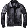 Siyah Hakiki Deri Ceket Erkekler Gerçek Inek Derisi Ceket Klasik Uçuş A2 Ceketler Erkek Deri Ceket Aviator Mont Sonbahar