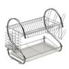Carbon Steel Dish Rack with Drain Tray Easy To Clean Two-Tier Drying