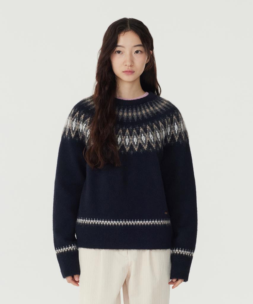 COVERNAT WOMAN Maglione Norvegese a Maglia Blu Scuro