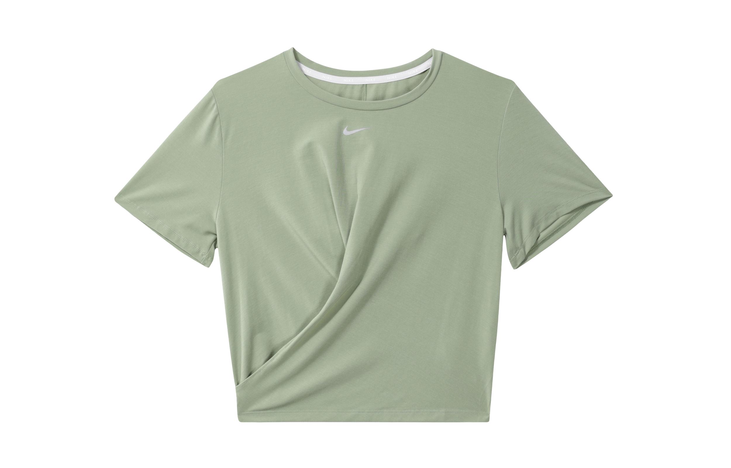 

Nike T Shirts Women s Oil Green Crew Neck Moderate Straight Fit DD4922-386