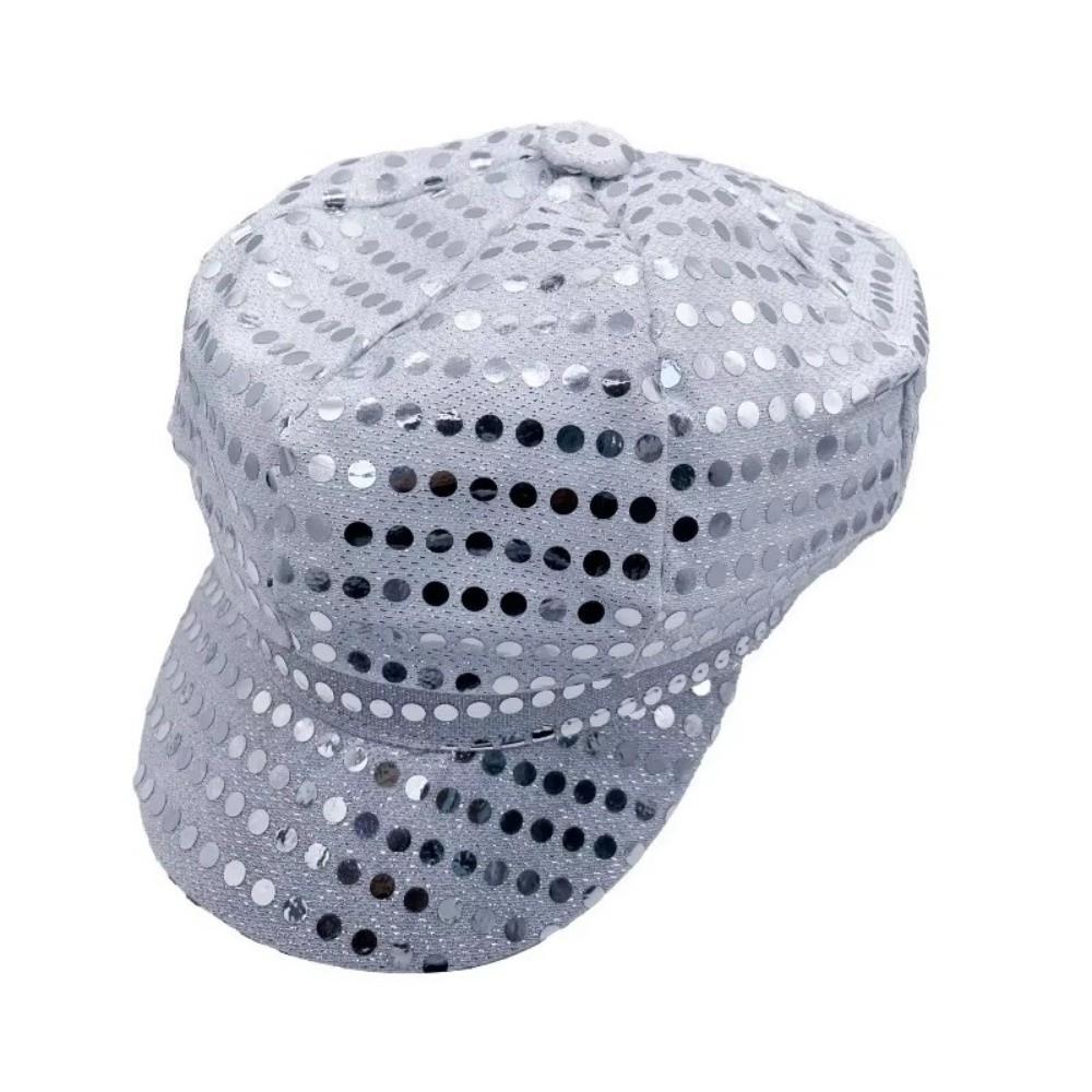 Retro Glitzer Bling Kostümhut Pailletten Verkleidungshut Tanzhut Barett Schiebermütze Bühnenauftritte