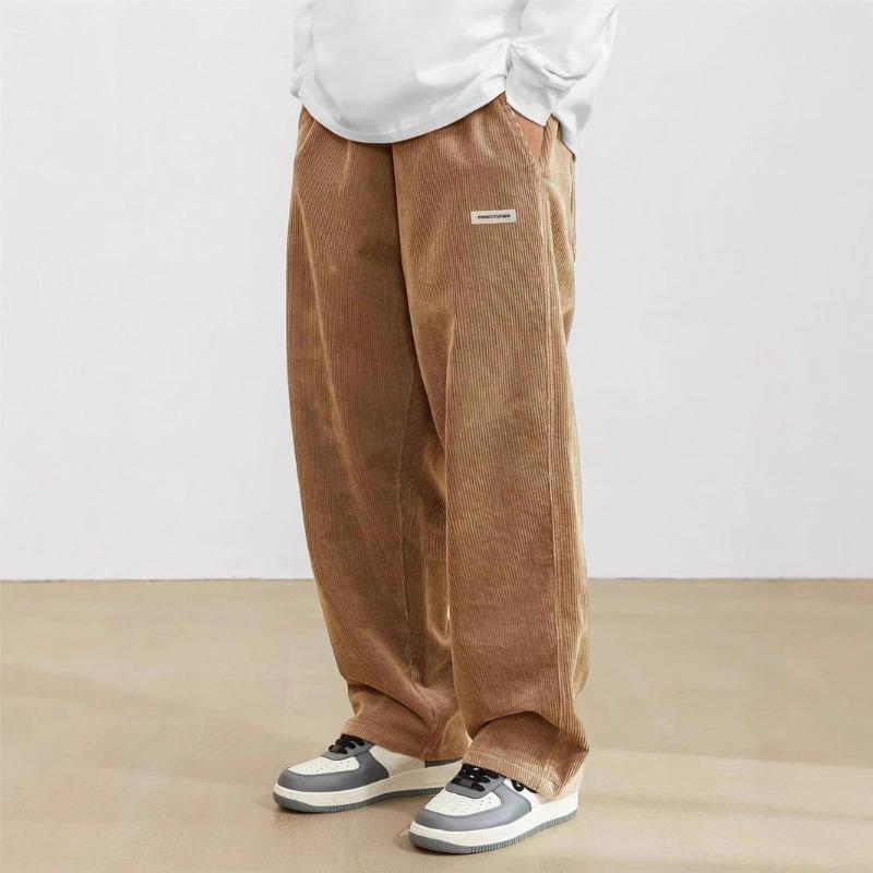 Men's new corduroy casual pants spring and summer retro loose straight trousers