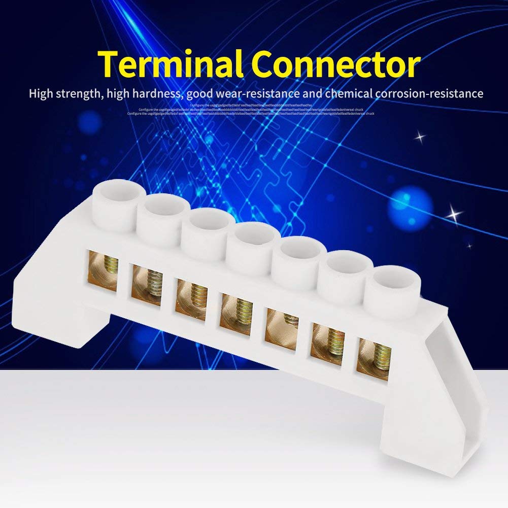 Hilitand 10pcs Terminal Blocks, 7 Hole Bridge Design Electrical Distribution Wire Screw Brass Terminal Block Connectors