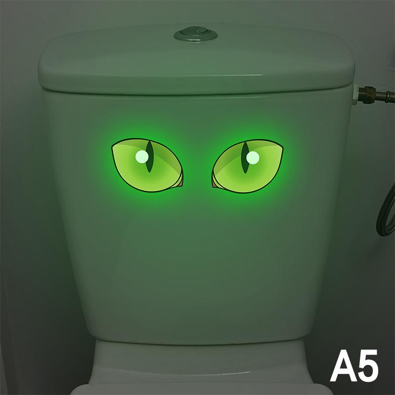 Funny Glowing Eyes Toilet Stickers Removable Bathroom Decoration Waterproof Vinyl Wall Tile Decals for Home Office