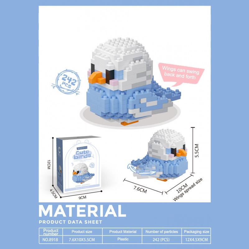 Păpușă DIY Papagal 3D Mini Blocuri de Construcție Diamant - Lumea Animalelor Papagal Set Combinat Complet Serie - Jucărie Creativă Blocuri de Construcție