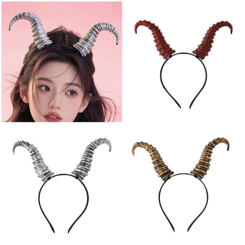 Devil Horn Headbands For Halloween Parties Costume Hair Accessory Lightweight Practical Resin Festival Accessory