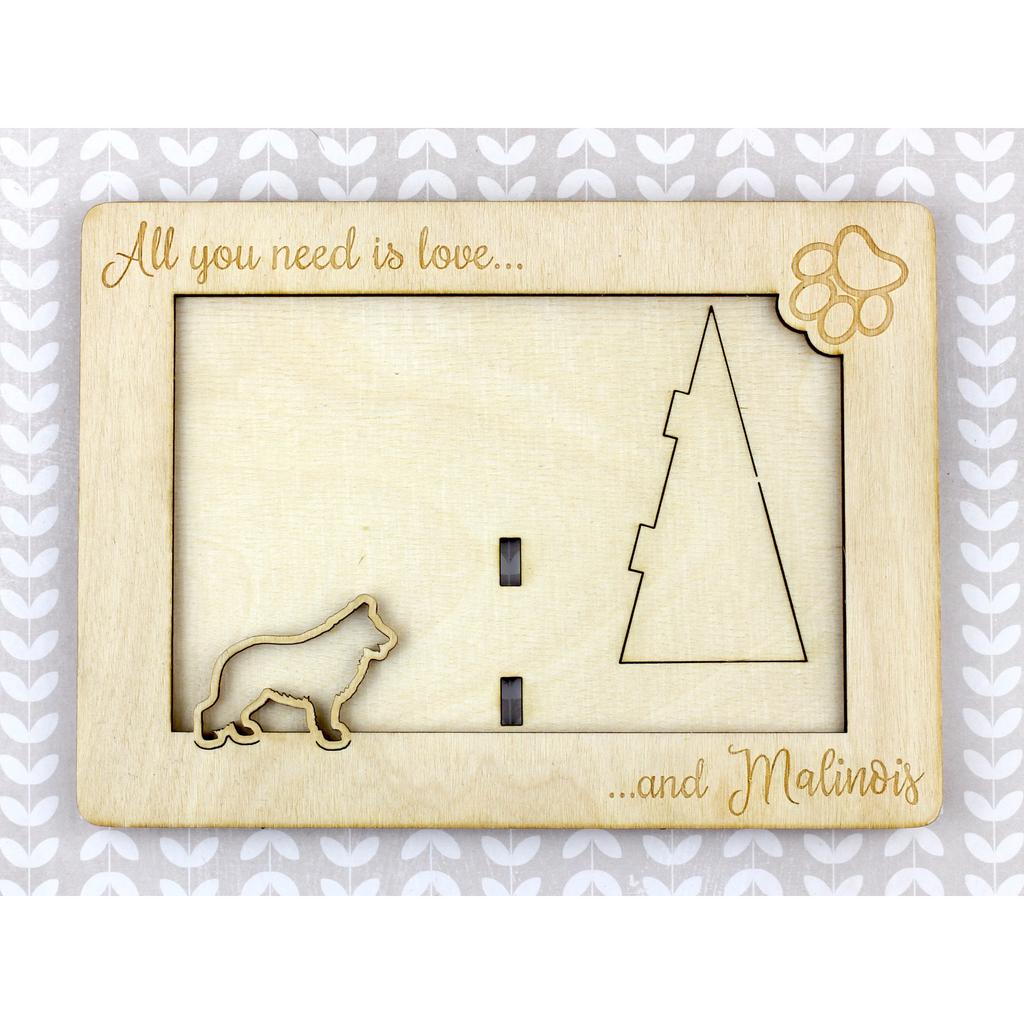 Malinois Belgian Shepherd Dog - Photo frame, engraved wooden frame, a lovely gadget for the dog lover by Art-Dog