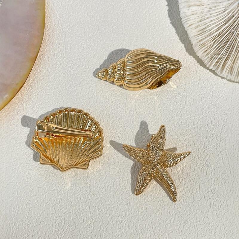 1/3Pcs Trendy Shell Starfish Hair Clips Y2K Vacation Style Hairpins Women Girls Metal Side Bangs Clips Hair Accessories Gifts