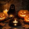 Unique Housewarming Gift Halloween Wooden Shadow Candle Holder, Scarecrow Bat Black Cat Ghost Silhouette Durable Garden Patio Decor Candlestick,
