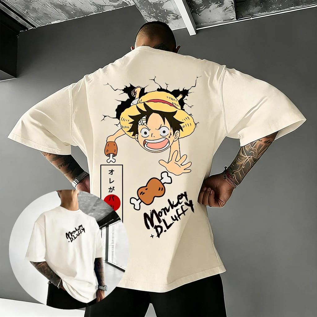 Übergroßes One Piece Luffy Anime Grafik T-Shirt Mann Frau Baumwolle Kurzarm-Tee Streetwear 2026 Sommer Neu Lässig Y2k Kleidung
