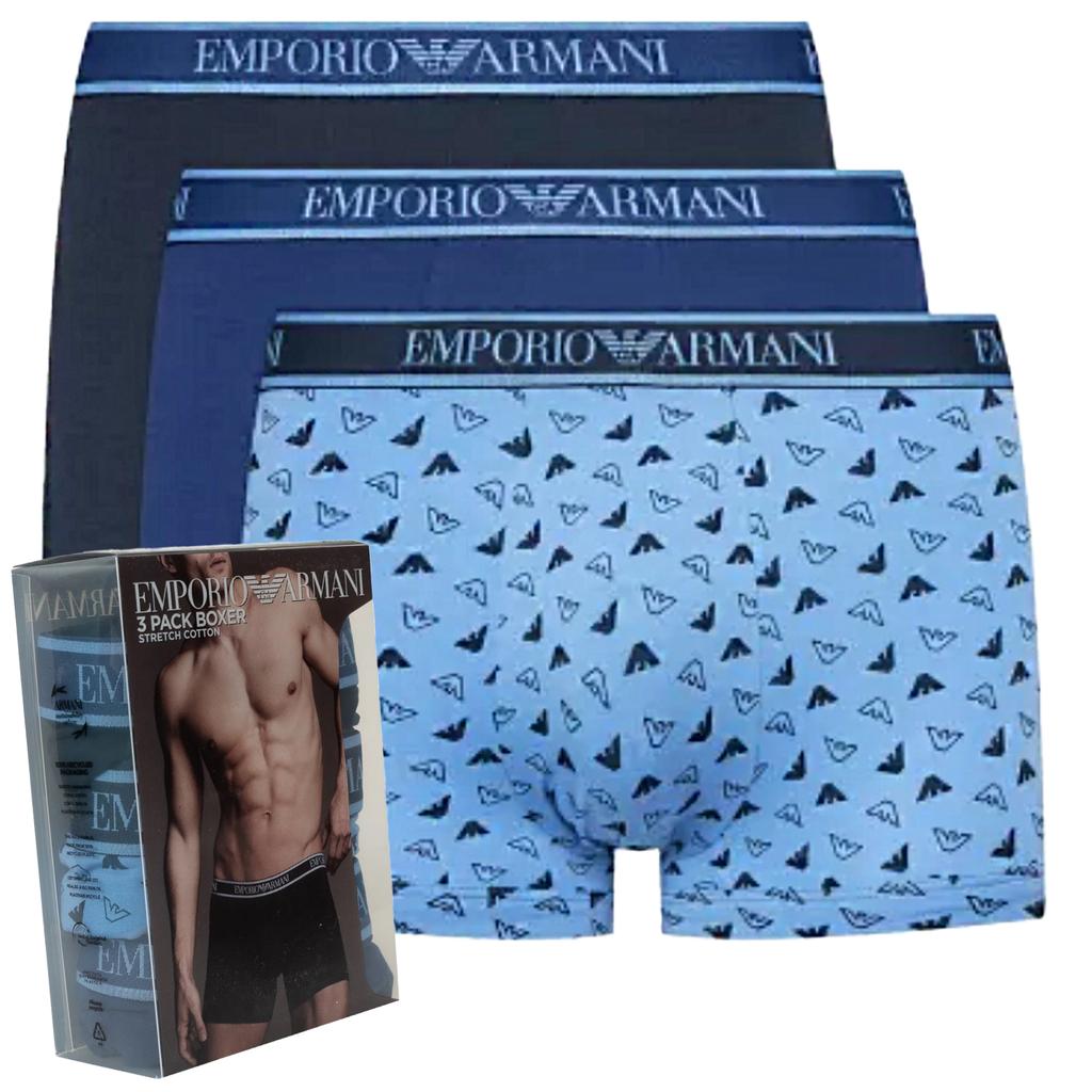 Emporio Armani Men' Boxer Briefs 3 Pack Black, Blue, Navy 112131-4F717-75336