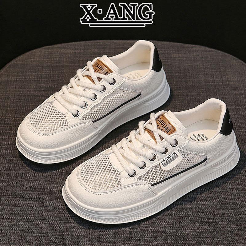 Summer Mesh Breathable Leather Little White Shoes Women's Shoes New Versatile Lightweight Casual Sports Shoes Board Shoes