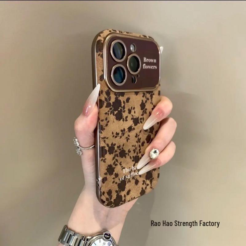 Retro Rose Flower Drop-Proof Luxury iPhone 15 Pro Max Case for Apple 16, 14, 13, 12