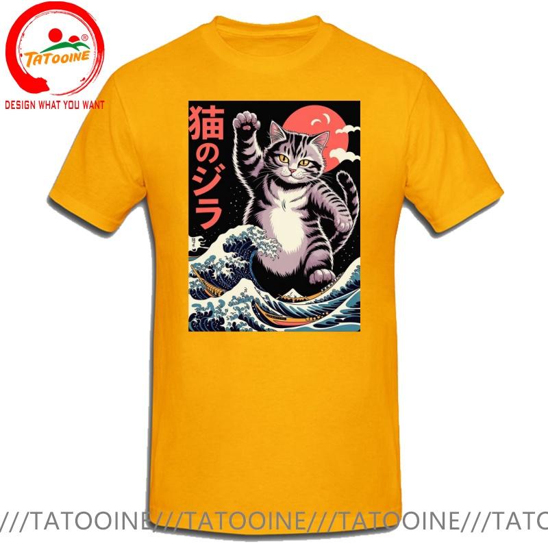 Funny Design Japanese Style The Great Kanagawa Cat Sred Doublet Unisex Fashion Trendy Casual Clothing Stylish Tops Tee Shirt Leisu