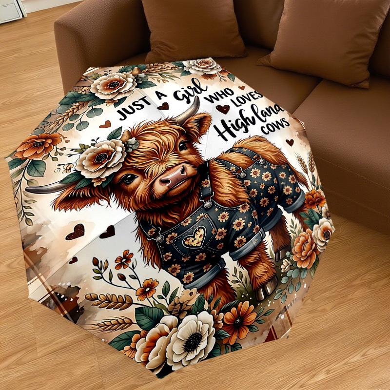 1PC Highland Cows Umbrella-8-Rib Reinforced, Automatic Open, Lightweight & Durable, Fashion Accessory for Outdoor, H0341