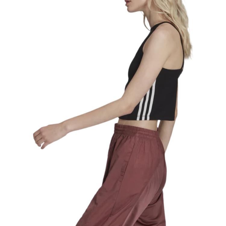Adidas Originals Adicolor Trefoil Striped Logo Front Sports Vest Women Tops Black HC1978