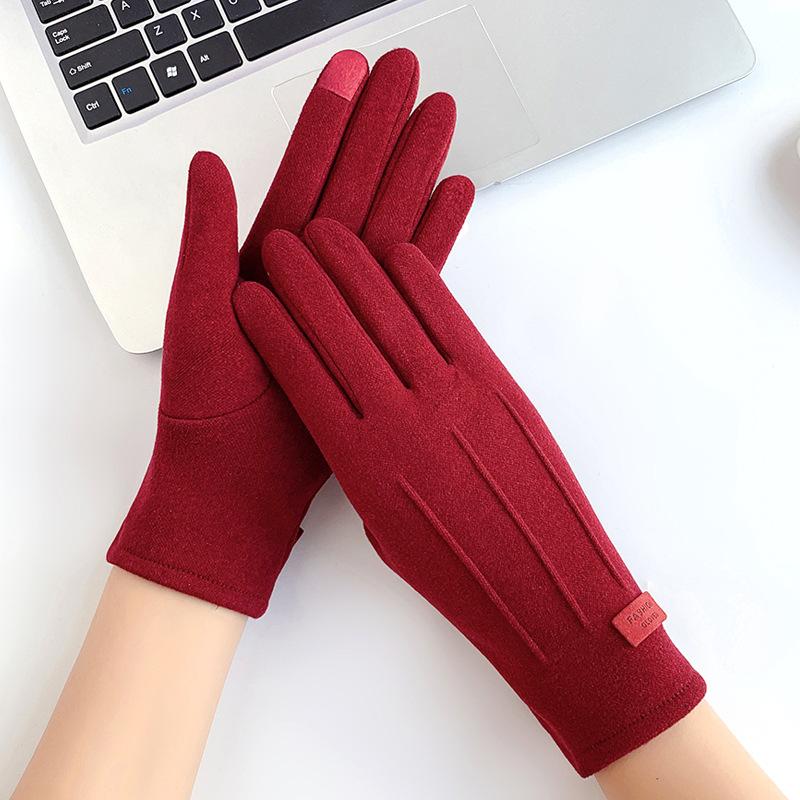 Warm Gloves for Women, Autumn and Winter Cycling Velvet Thickened Windproof Touch Screen Gloves, Winter Cycling Cold-proof Gloves