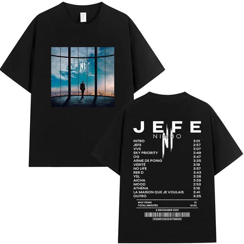 Rapper Ninho Jefe Album 2025 Graphic T-shirt Unisexs Clothing Rock Gothic Pop Music Short Sleeve T Shirt Fashion Oversized T-shirts