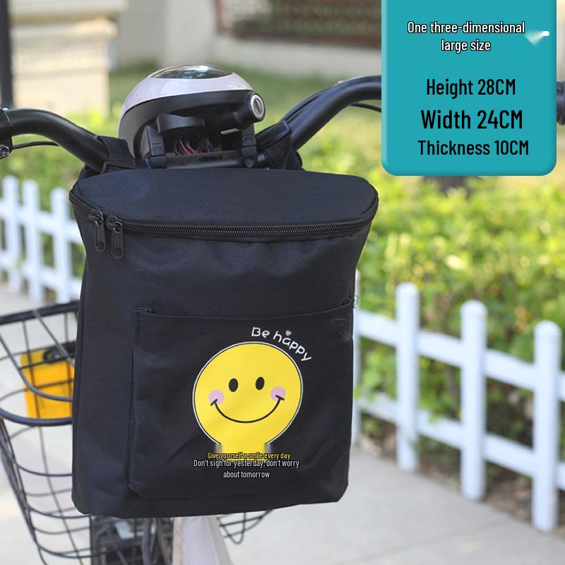 Large Capacity Electric Vehicle Handlebar Storage Bag with Front Zipper