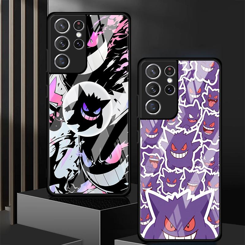 Cool Gengar Pokemon Glass Case for Samsung Galaxy S26 S25 Ultra S23+ S24 S21 S24+ S22 S25+ S20 FE S23 Plus Luxury Phone Cover