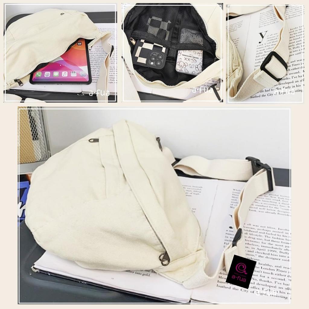 Messenger Crossbody Canvas Sling Large Canvas A-fua Bag, Bag, Capacity, (Dark Green)