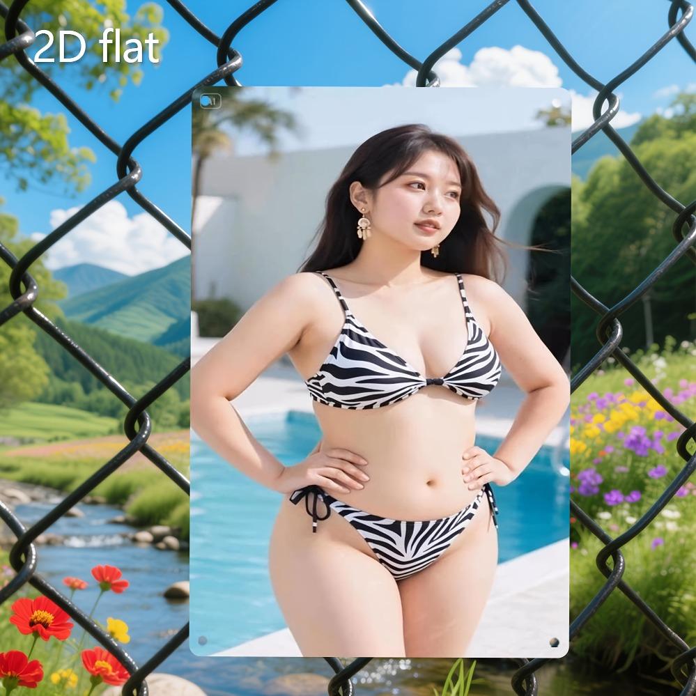

Metal Wall Art Bikini Beach Decor Outdoor Weatherproof Iron Plaque for Garden Bar 20x30cm